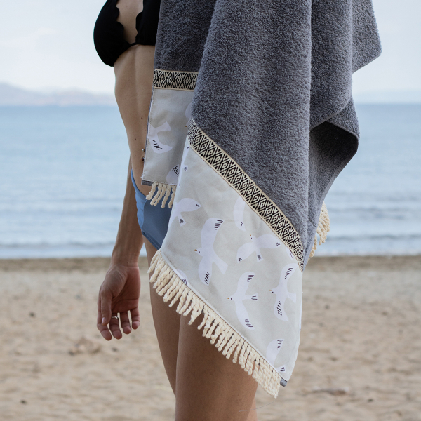 Πετσέτα Θαλάσσης (80x160) White Fabric Seagull Grey