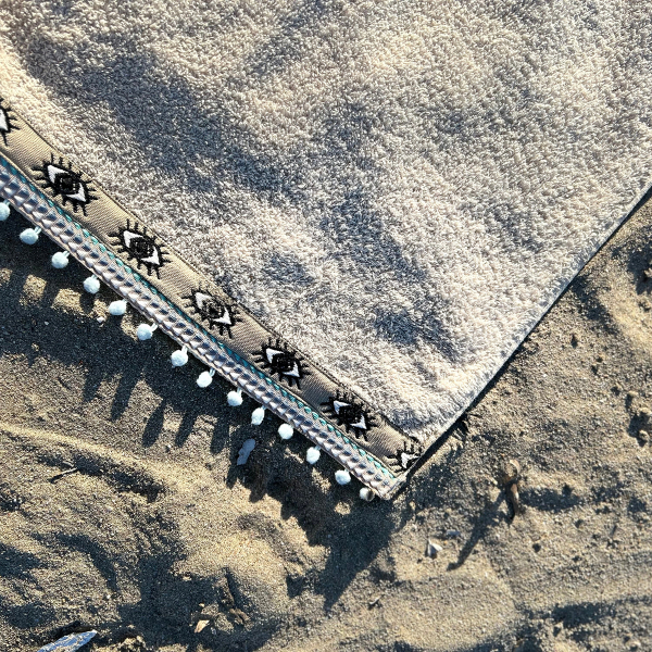 Πετσέτα Θαλάσσης (80x160) White Fabric Eye Patchwork Beige