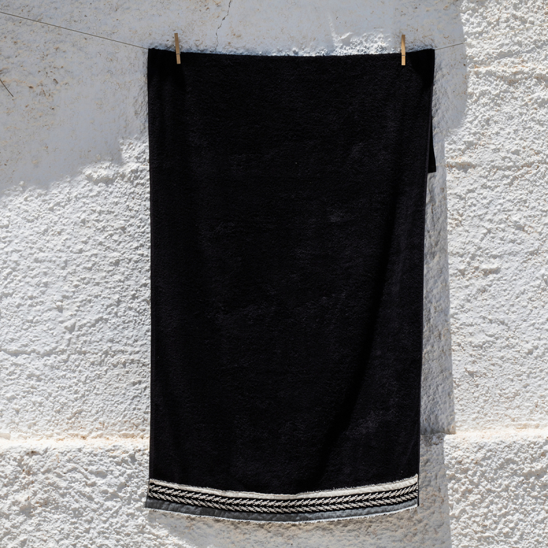 Πετσέτα Θαλάσσης (80x160) White Fabric Wandera Black