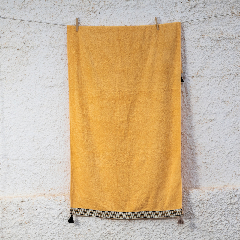Πετσέτα Θαλάσσης (80x160) White Fabric Sundara Yellow