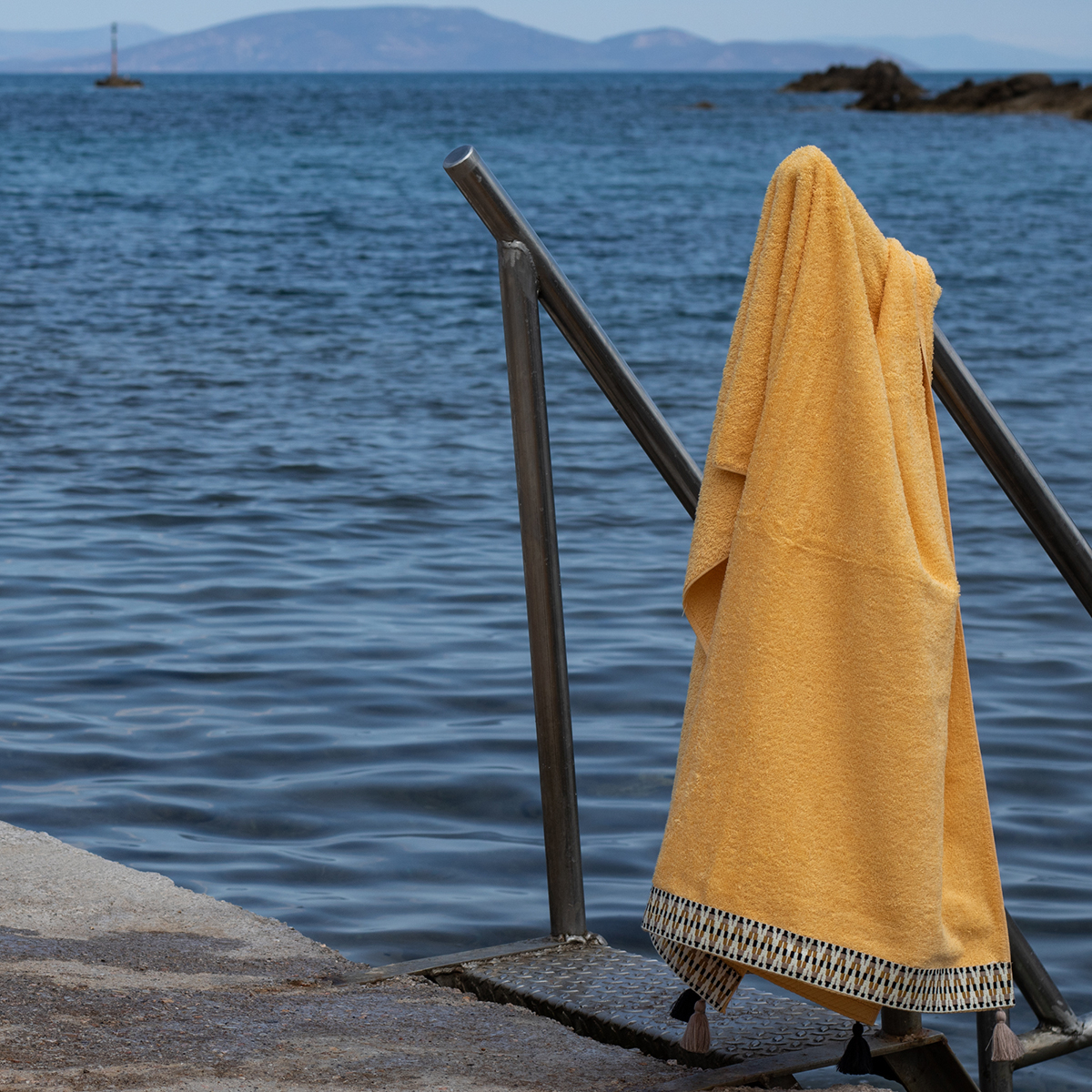 Πετσέτα Θαλάσσης (80X160) White Fabric Sundara Yellow Home Πετσέτες Ενηλίκων Spitishop