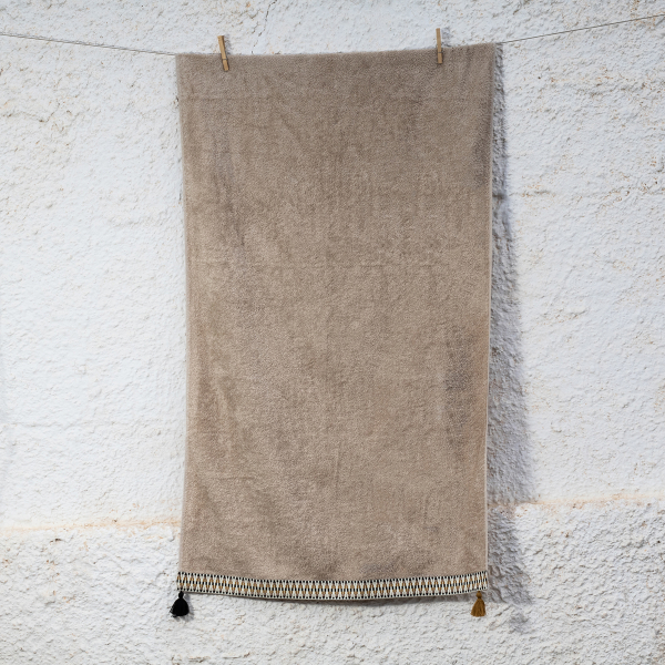 Πετσέτα Θαλάσσης (80x160) White Fabric Dawnelle Beige