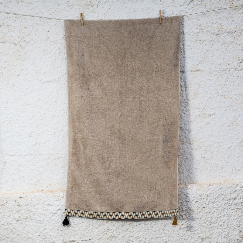 Πετσέτα Θαλάσσης (80x160) White Fabric Dawnelle Beige