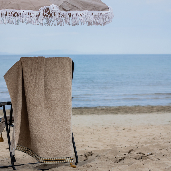 Πετσέτα Θαλάσσης (80x160) White Fabric Dawnelle Beige