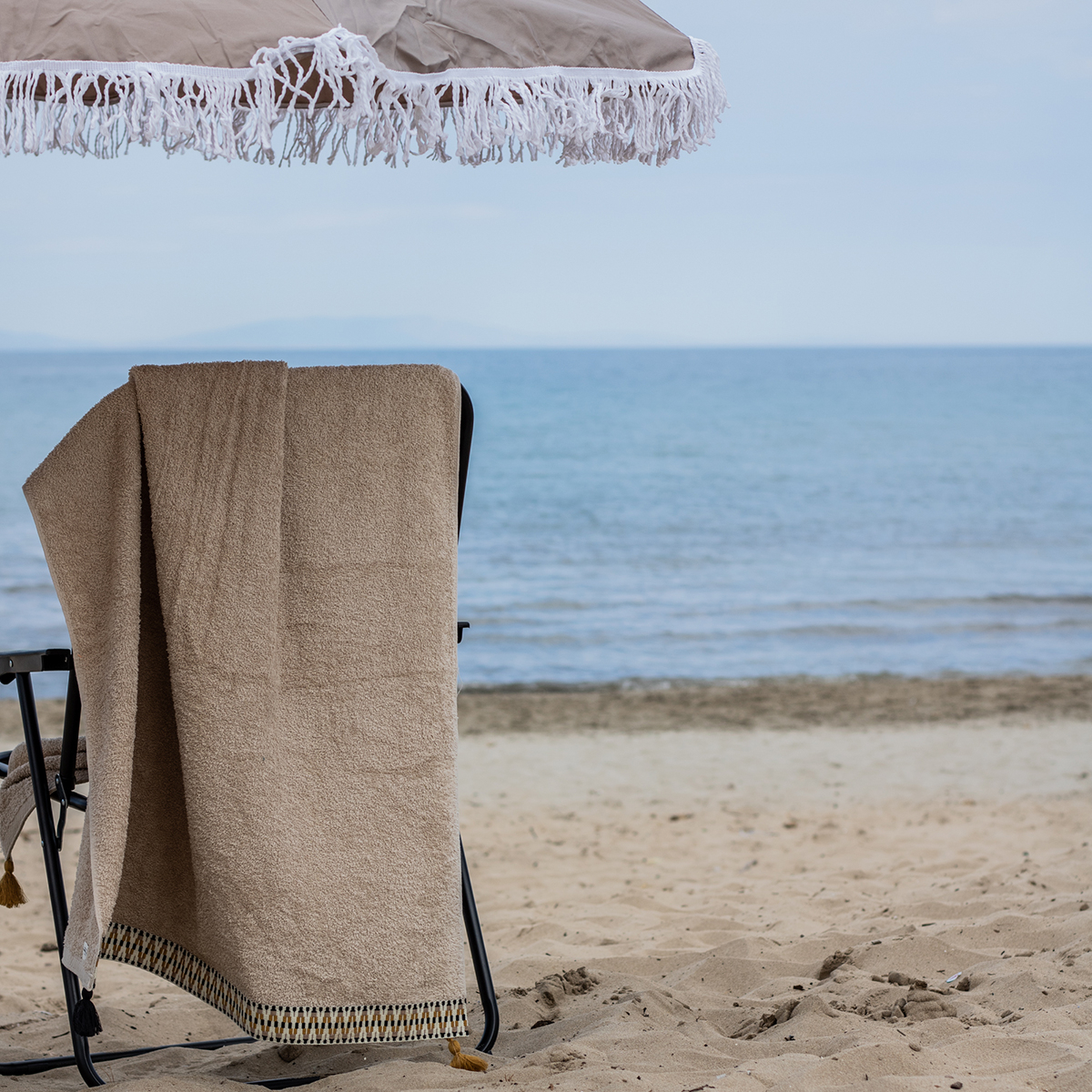 Πετσέτα Θαλάσσης (80X160) White Fabric Dawnelle Beige Home Πετσέτες Ενηλίκων Spitishop