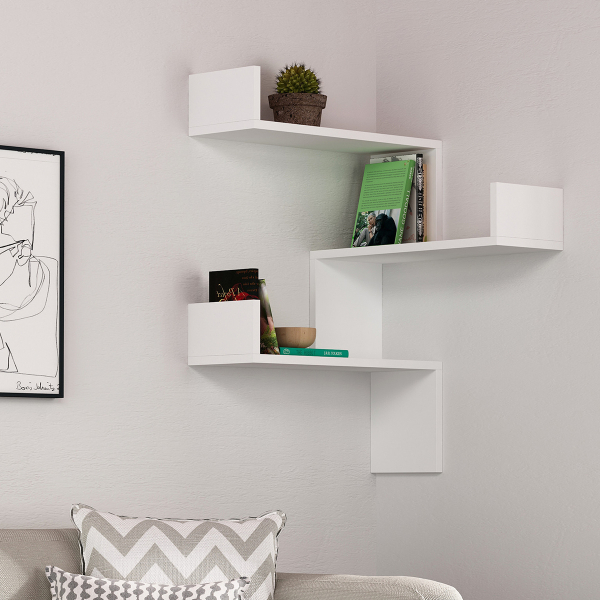 Γωνιακή Ραφιέρα Τοίχου 3 Θέσεων (60x60x90) A-G Luksa 776HMS1713 White