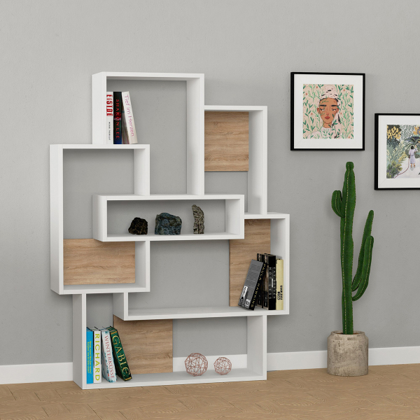 Ραφιέρα Δαπέδου 6 Θέσεων (101x22x132) A-G Barce 855DTE3690 White/Oak