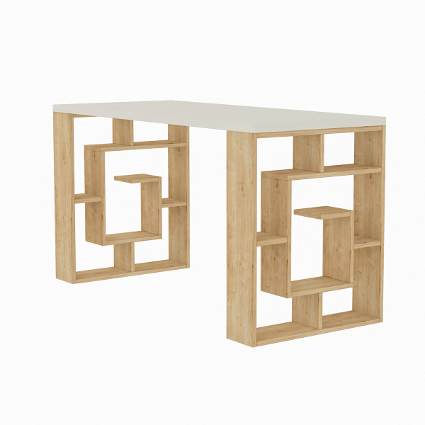 Γραφείο Με Βιβλιοθήκη (140x60x75) A-G Maze 855DTE3835 White/Oak