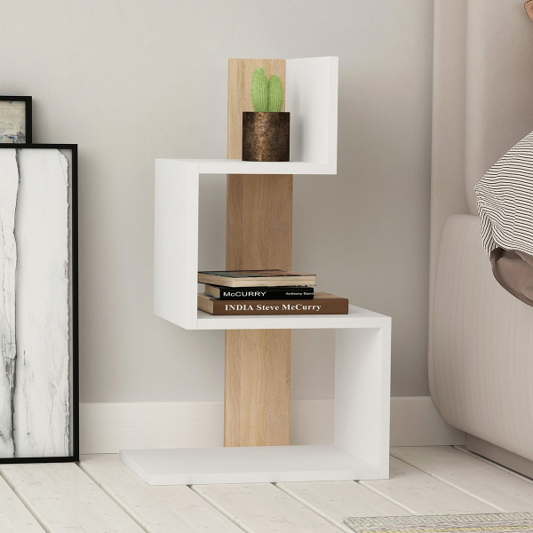 Ραφιέρα Δαπέδου 3 Θέσεων (42x30x72) A-G Rosie 855DTE2907 White/Oak