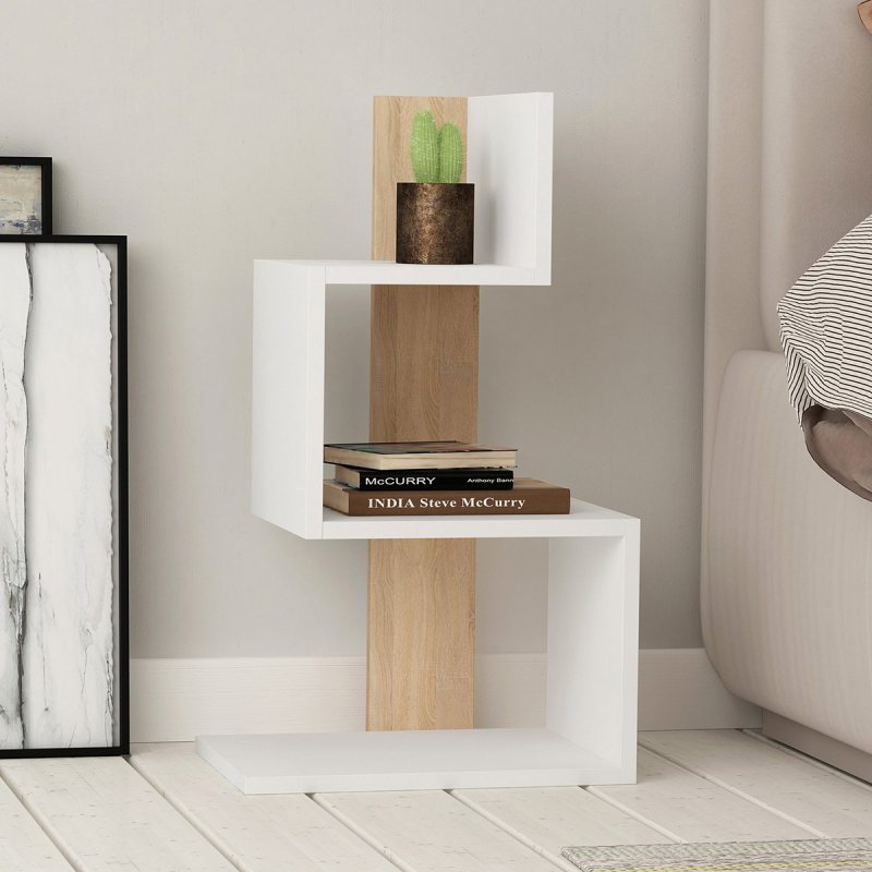 Ραφιέρα Δαπέδου 3 Θέσεων (42x30x72) A-G Rosie 855DTE2907 White/Oak