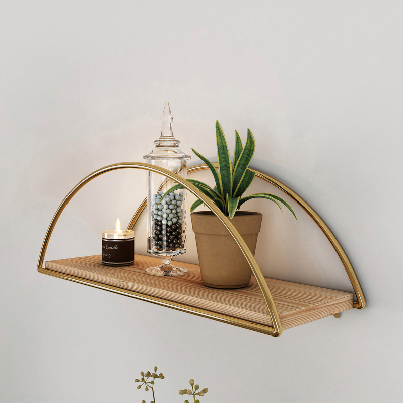 Ράφι Τοίχου (41x15x18) A-G 498HFT1102 Gold Brown