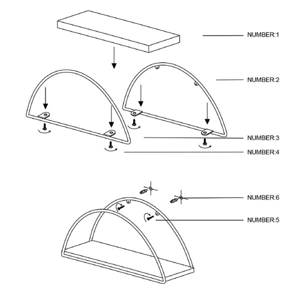 Ράφι Τοίχου (41x15x18) A-G 498HFT1102 Gold Brown
