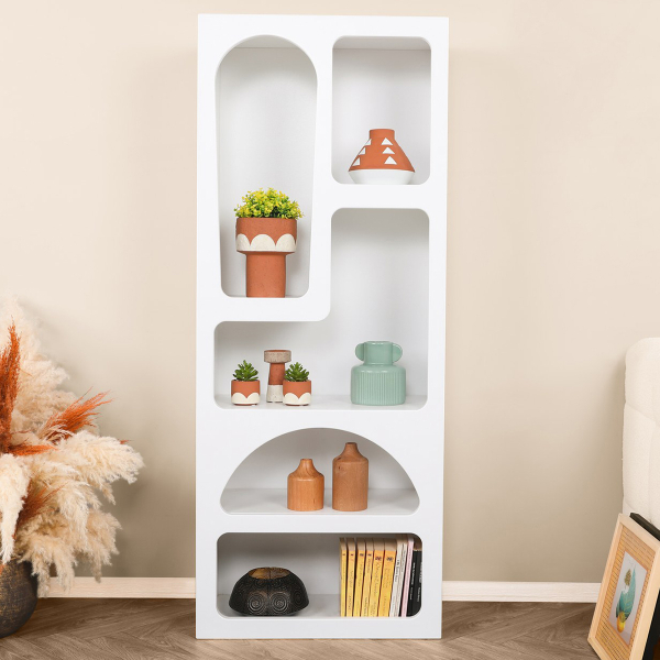 Βιβλιοθήκη Δαπέδου 5 Θέσεων (60x32x150) A-G Venus 125GLN1221 White