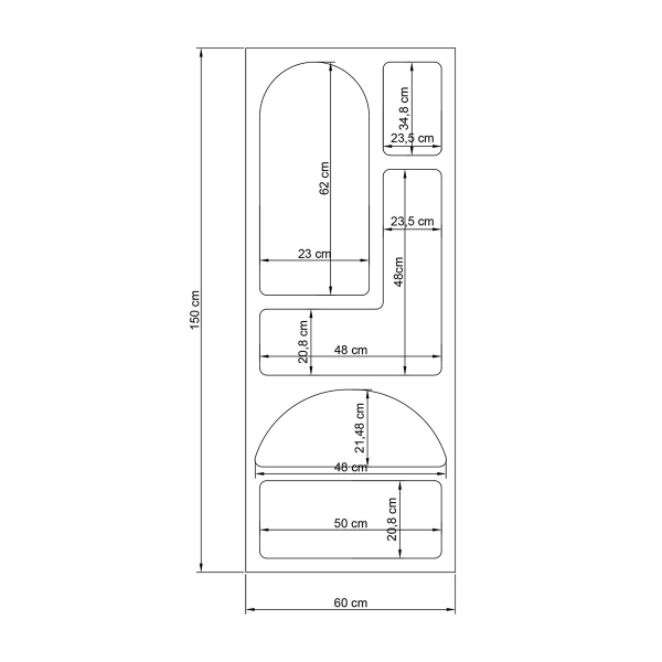 Βιβλιοθήκη Δαπέδου 5 Θέσεων (60x32x150) A-G Venus 125GLN1221 White