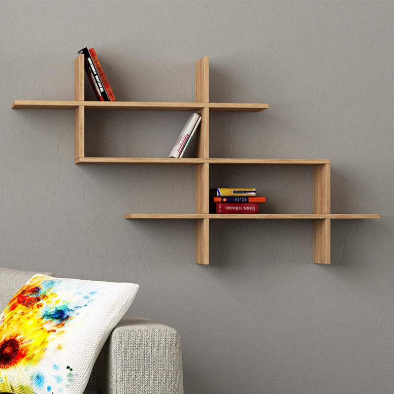 Ραφιέρα Τοίχου 8 Θέσεων (150x22x82) A-G Halic 776HMS3668 Oak