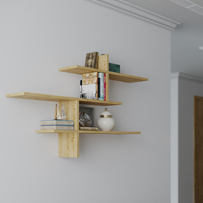 Ραφιέρα Τοίχου 6 Θέσεων (123x22x80.5) A-G Leo 776HMS1731 Oak