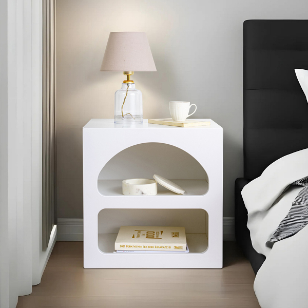 Κομοδίνο Με Ράφια (50x40x50) A-G Lorin 125GLN1226 White