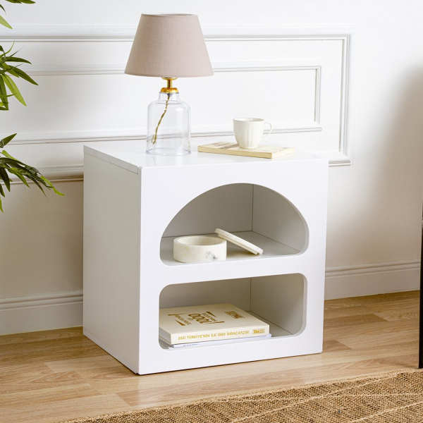 Κομοδίνο Με Ράφια (50x40x50) A-G Lorin 125GLN1226 White