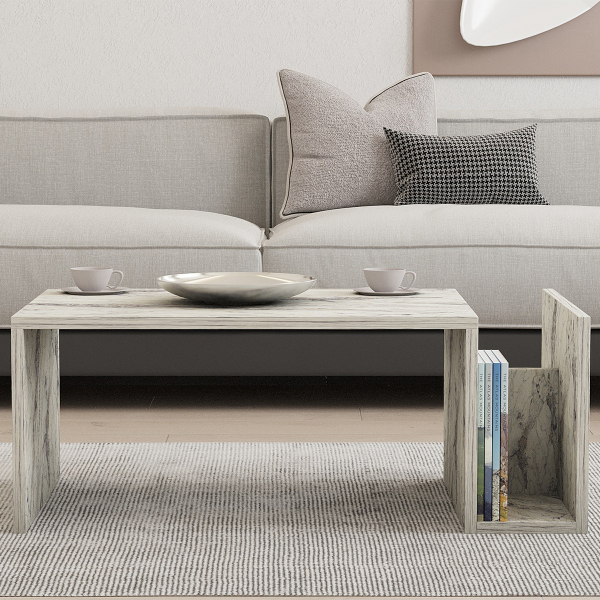 Τραπέζι Σαλονιού Με Ράφια (87x32.4x50) A-G Memo 495SSE2114 Freesia Marble