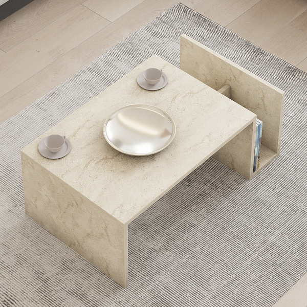 Τραπέζι Σαλονιού Με Ράφια (87x32.4x50) A-G Memo 495SSE2115 Travertine