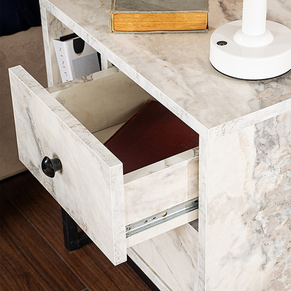 Κομοδίνο Με Συρτάρια & Ράφι (45.2x29.5x50) A-G Glimmer 241NRD1408 Marble/Black