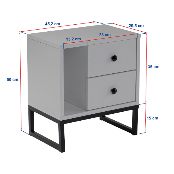 Κομοδίνο Με Συρτάρια & Ράφι (45.2x29.5x50) A-G Glimmer 241NRD1408 Marble/Black