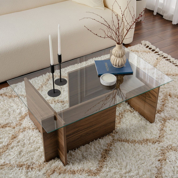 Τραπέζι Σαλονιού (105x65x40) A-G Vetrino 353NRD1101 Walnut