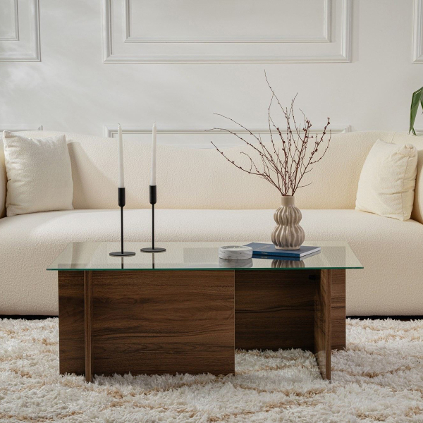 Τραπέζι Σαλονιού (105x65x40) A-G Vetrino 353NRD1101 Walnut