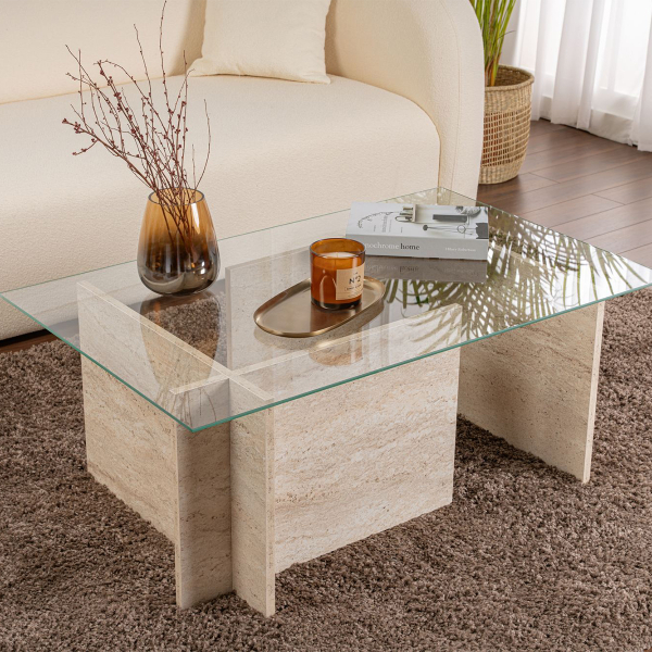 Τραπέζι Σαλονιού (105x65x40) A-G Vetrino 353NRD1102 Travertine