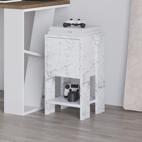 Κομοδίνο Με Ντουλάπι & Ράφι (30x30x55) A-G Ema 776HMS3439 Marble