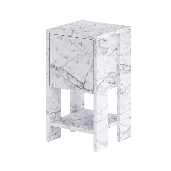 Κομοδίνο Με Ντουλάπι & Ράφι (30x30x55) A-G Ema 776HMS3439 Marble