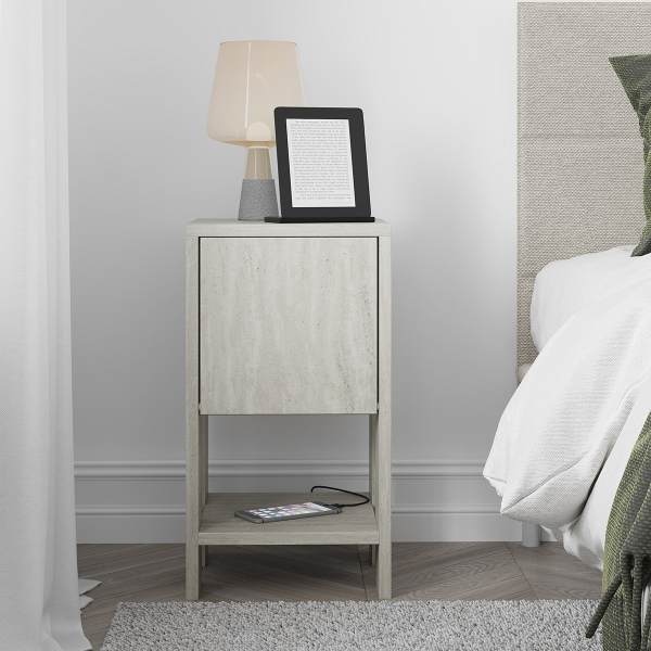 Κομοδίνο Με Ντουλάπι & Ράφι (30x30x55) A-G Ema 776HMS3440 Travertine