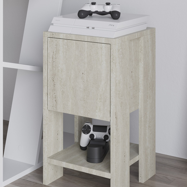 Κομοδίνο Με Ντουλάπι & Ράφι (30x30x55) A-G Ema 776HMS3440 Travertine