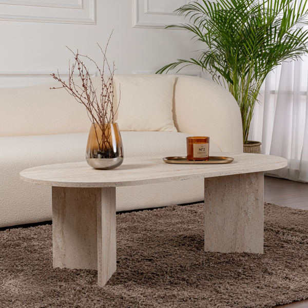 Τραπέζι Σαλονιού (119x60x40) A-G Sable 909NRD1103 Travertine