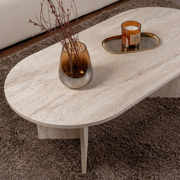 Τραπέζι Σαλονιού (119x60x40) A-G Sable 909NRD1103 Travertine