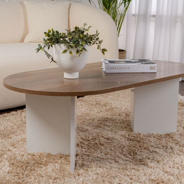 Τραπέζι Σαλονιού (119x60x40) A-G Sable 909NRD1111 Walnut/White