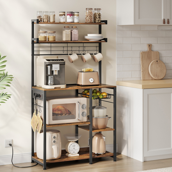 Ραφιέρα Δαπέδου 7 Θέσεων Με Ενσωματωμένες Πρίζες (90x40x165.5) Vasagle KKS031K11V1