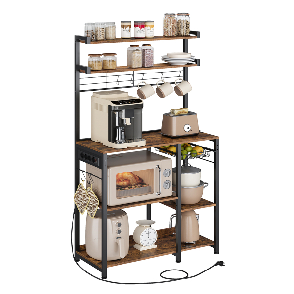 Ραφιέρα Δαπέδου 7 Θέσεων Με Ενσωματωμένες Πρίζες (90x40x165.5) Vasagle KKS031K11V1