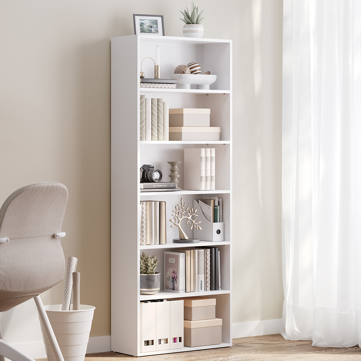 Vasagle Βιβλιοθήκη Δαπέδου 6 Θέσεων (60x24x160.5) Vasagle LBC166T14