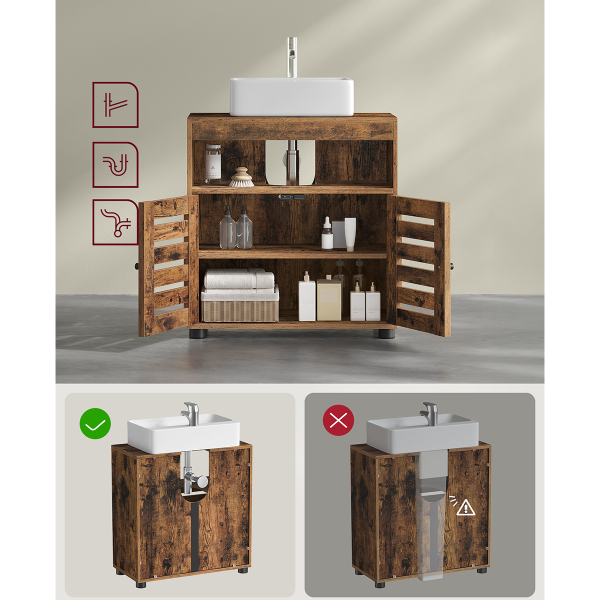 Ντουλάπι Μπάνιου Με Ράφι Για Νιπτήρα (60x30x63) Vasagle BBK04BXV1