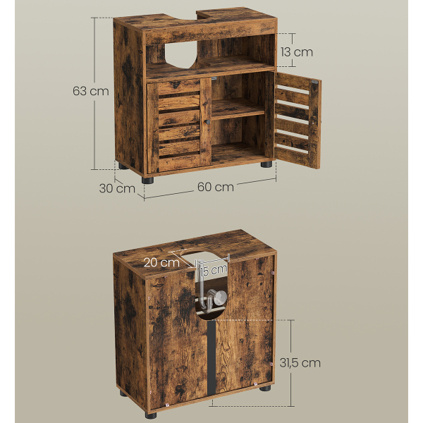 Ντουλάπι Μπάνιου Με Ράφι Για Νιπτήρα (60x30x63) Vasagle BBK04BXV1