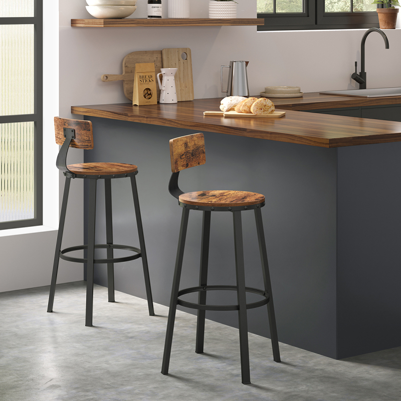 Σκαμπό Μπαρ Με Πλάτη (Σετ 2τμχ) Vasagle LBC026B01V2