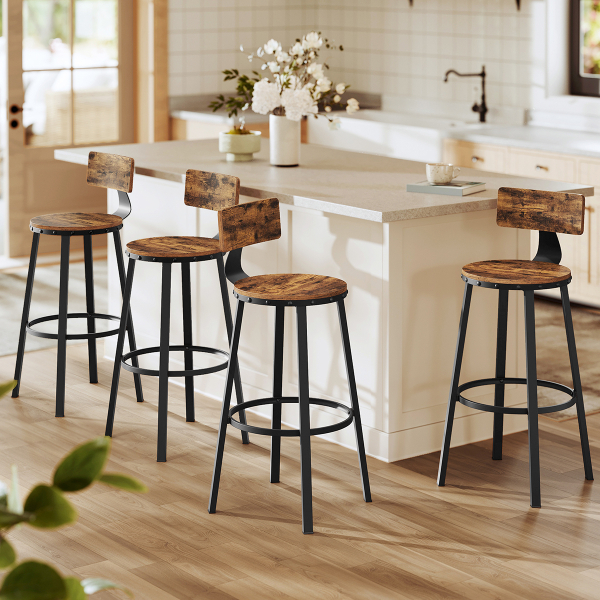 Σκαμπό Μπαρ Με Πλάτη (Σετ 2τμχ) Vasagle LBC026B01V2