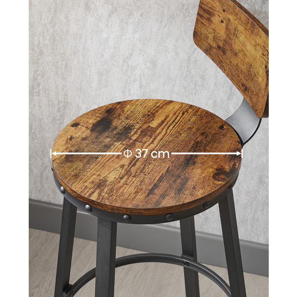 Σκαμπό Μπαρ Με Πλάτη (Σετ 2τμχ) Vasagle LBC026B01V2