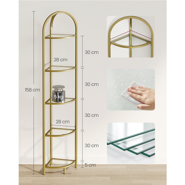 Γωνιακή Ραφιέρα Δαπέδου 5 Θέσεων (29.5x29.5x163.2) Vasagle LGT810A01