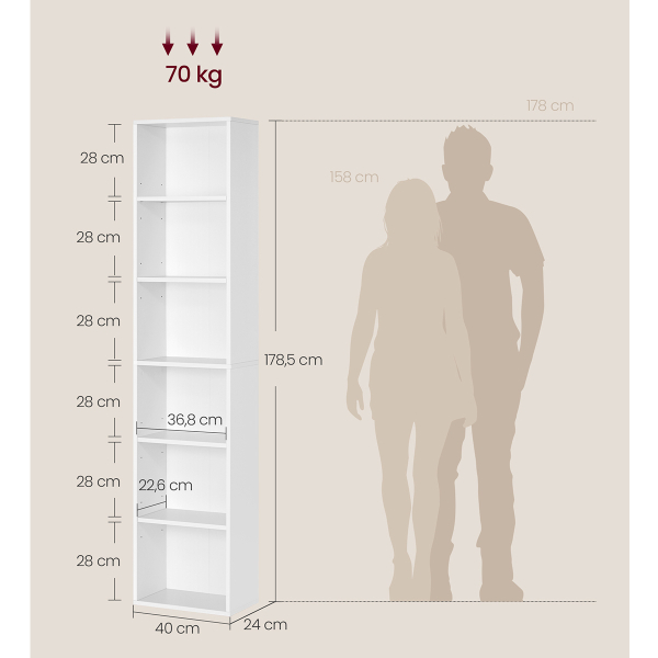 Βιβλιοθήκη Δαπέδου 6 Θέσεων (40x24x178.5) Vasagle LBC167T14