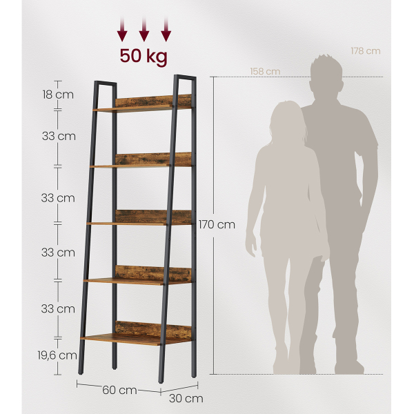 Ραφιέρα Δαπέδου 5 Θέσεων (60x30x170) Vasagle LLS067B01