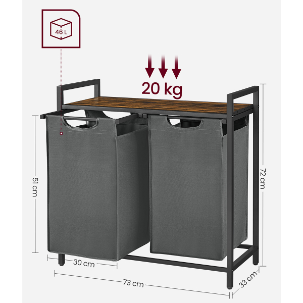 Καλάθια Απλύτων Με Πάγκο (73x33x72) Vasagle BLH201G01