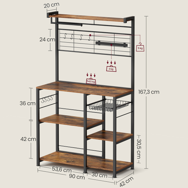 Ραφιέρα Δαπέδου 6 Θέσεων (90x42x167) Vasagle KKS026B01