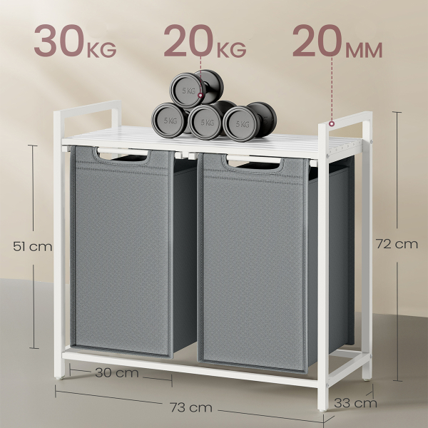 Καλάθια Απλύτων Με Πάγκο (73x33x71) Vasagle BLH201W11